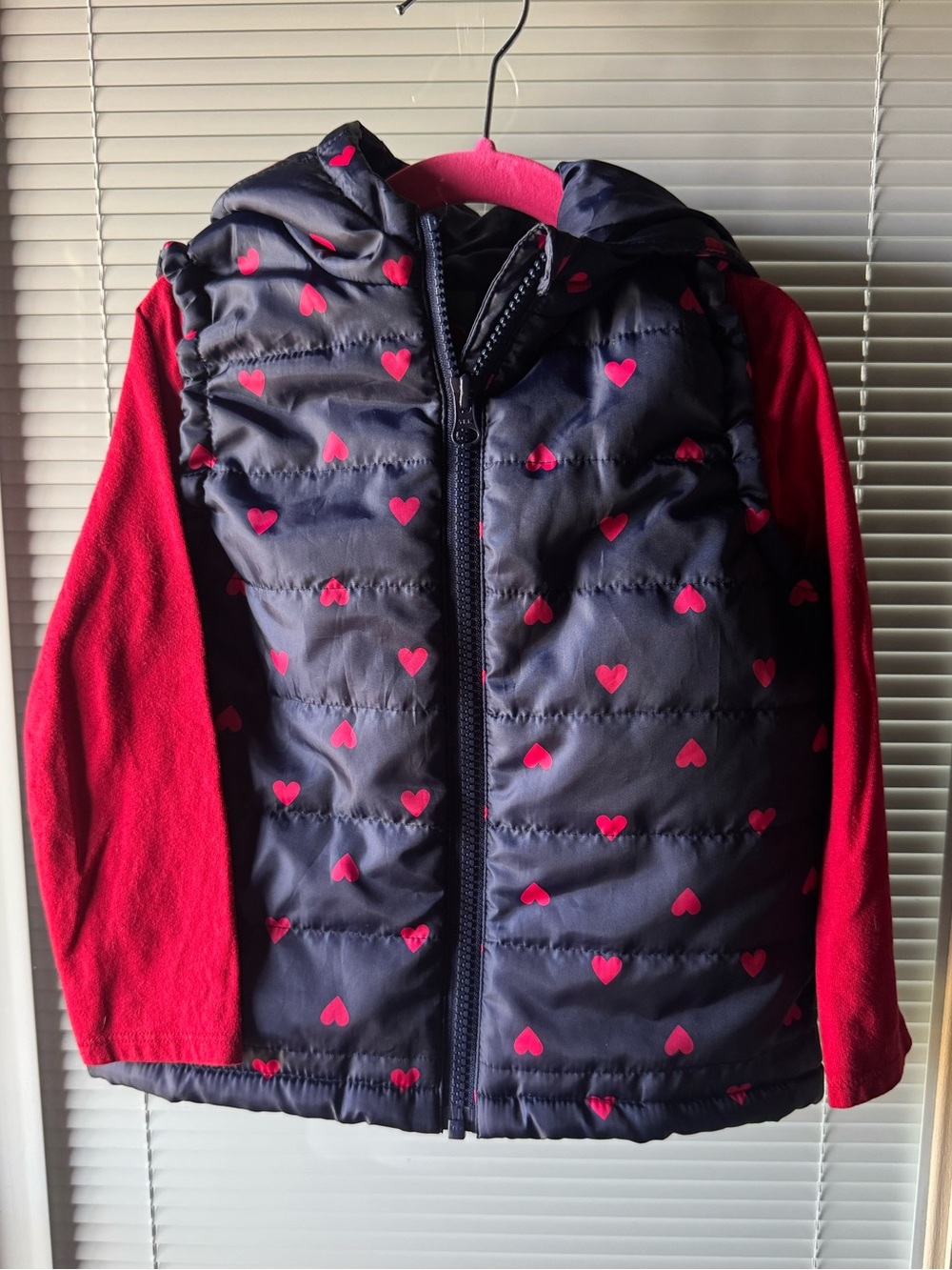 Cat & Jack 2-Piece Heart Puffer Vest & Long Sleeve Tee Set Girls Size 5T